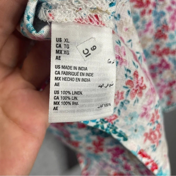 Charter Club Linen Floral Roll Tab Button Down Top - Picture 9 of 9